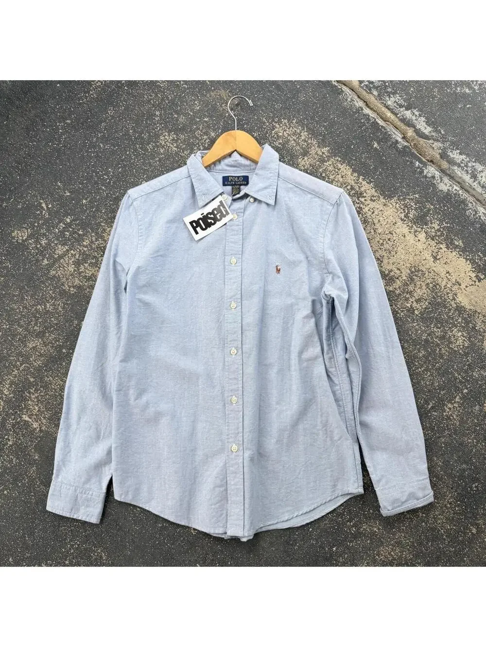 Y2K Polo Ralph Lauren Blue Flesh Pony Button Shirt